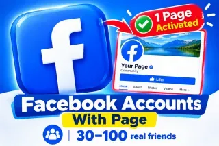 Facebook Accounts With Page | 1 Page Activated |  30–100 real friends | Outlook/Hotmail email verified and included (E-mail Working) | Male & Female options | 2FA enabled | profile photo uploaded.