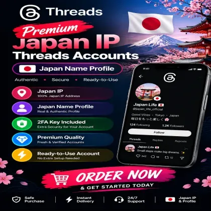 Threads Premium Japan Threads Accounts | Japanese Name Profile | Japanese IP | 🔐 2FA Key Included | Ready to Use