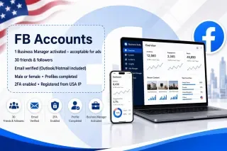 FB Accounts | 1 Business Manager activated, acceptable for ads. 30 friends and followers. Verified by email@outlook.com/hotmail.com, (email included) . Male or female. The profiles are completed. 2fa is in set. Registered from USA IP.