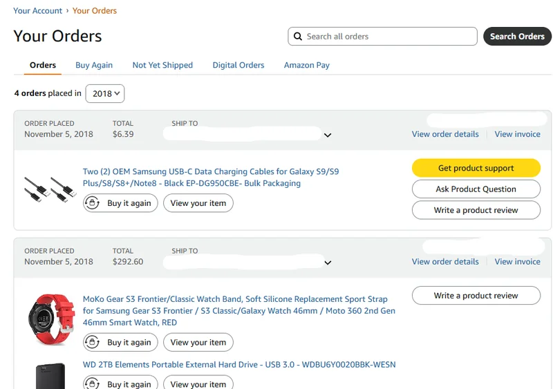 Conta de comprador antiga da amazon.us (registrada há mais de 6 meses, com histórico de compras bem-sucedidas)
