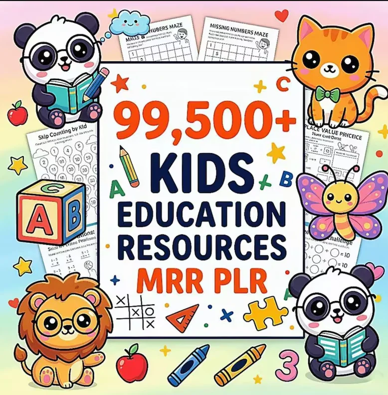 キッズ学習バンドル 99500+ 塗り絵ページ ワークシート アクティビティ PLR MRR 権利 デジタルダウンロード 印刷可能教材, ギフト