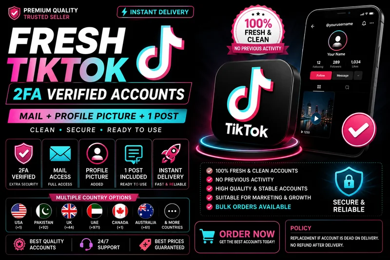 新着 TikTok 2FA認証済みアカウント – メール + プロフィール + 投稿1件 🎵