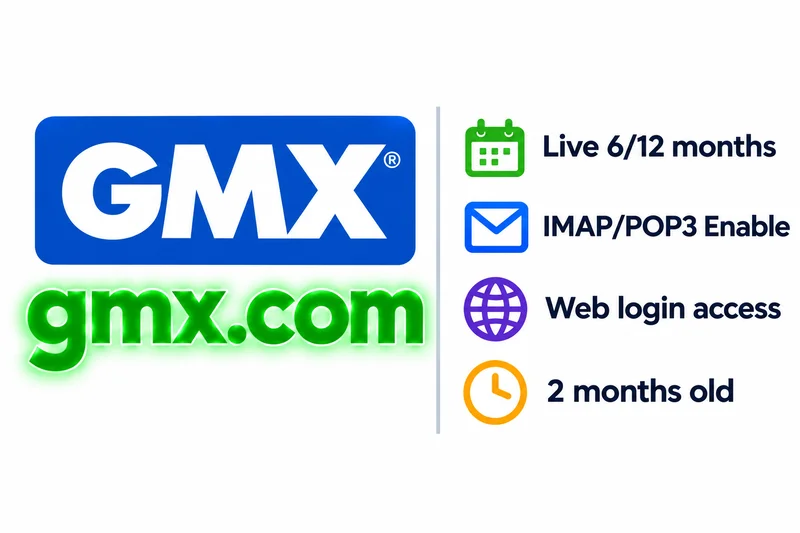 gmx.com accounts long live|web version|IMAP/POP3 enable|2 months old| live[10/12]months depend on using method|login guaranty with fresh environment