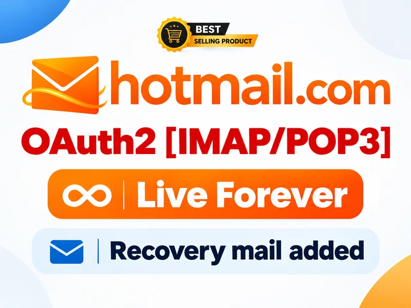 Hotmail Trusted-OAuth2 [IMAP/POP3]Live forever(Registerd 15/30 days ago)[Recovery email fviainboxes.com added] 100% Genuine.