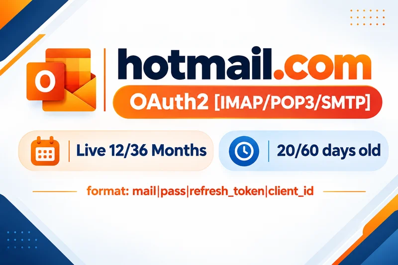 hotmail.com Trusted -OAuth2 [IMAP/POP3/SMTP]Live 12-36 Months(Registerd 20/60 days ago).100% Genuine.wholesale hotmail product.