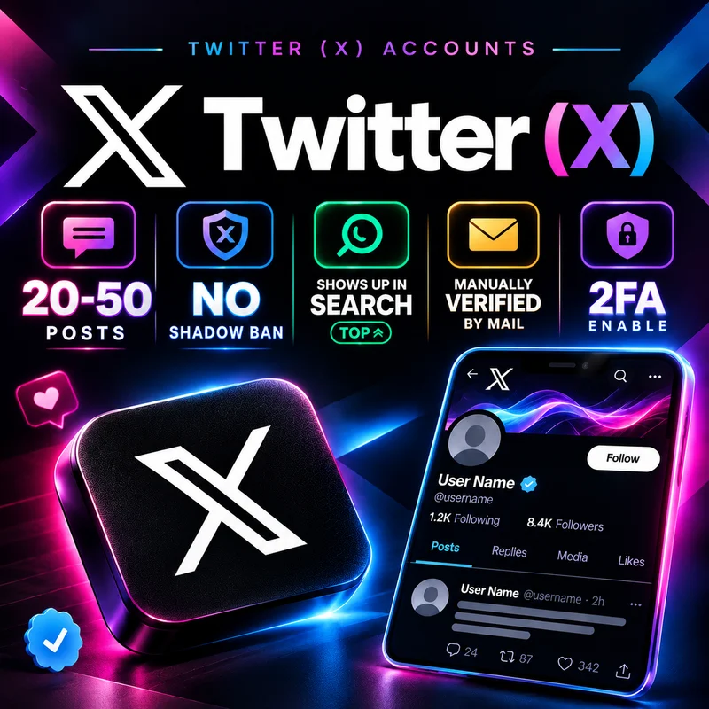 Twitter (X) 🔥 20-50 posts | No Shadow Ban | Shows up in search TOP | Manually verified by mail | 2FA enable