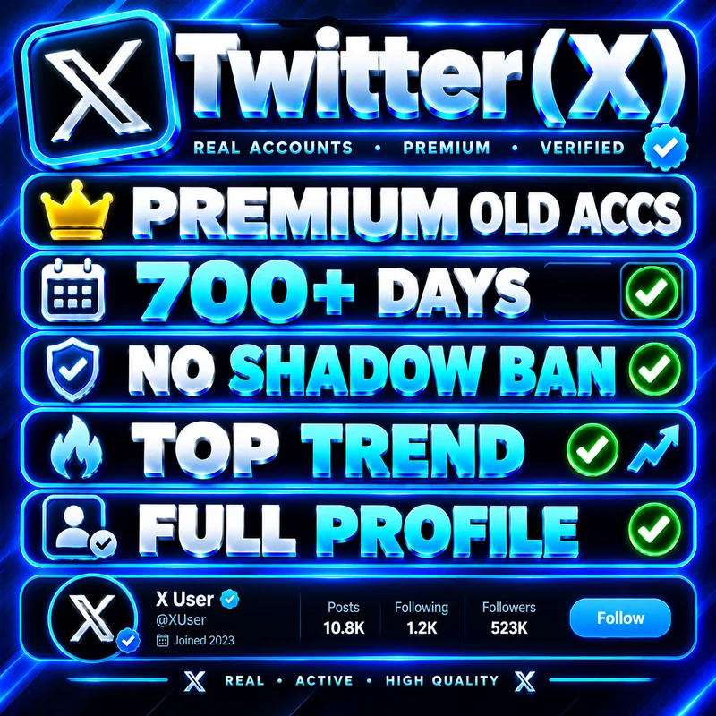PREMIUM OLD ACCS 700+ DAYS ✅ NO SHADOW BAN ✅ TOP TREND ✅ FULL PROFILE | Twitter (X)