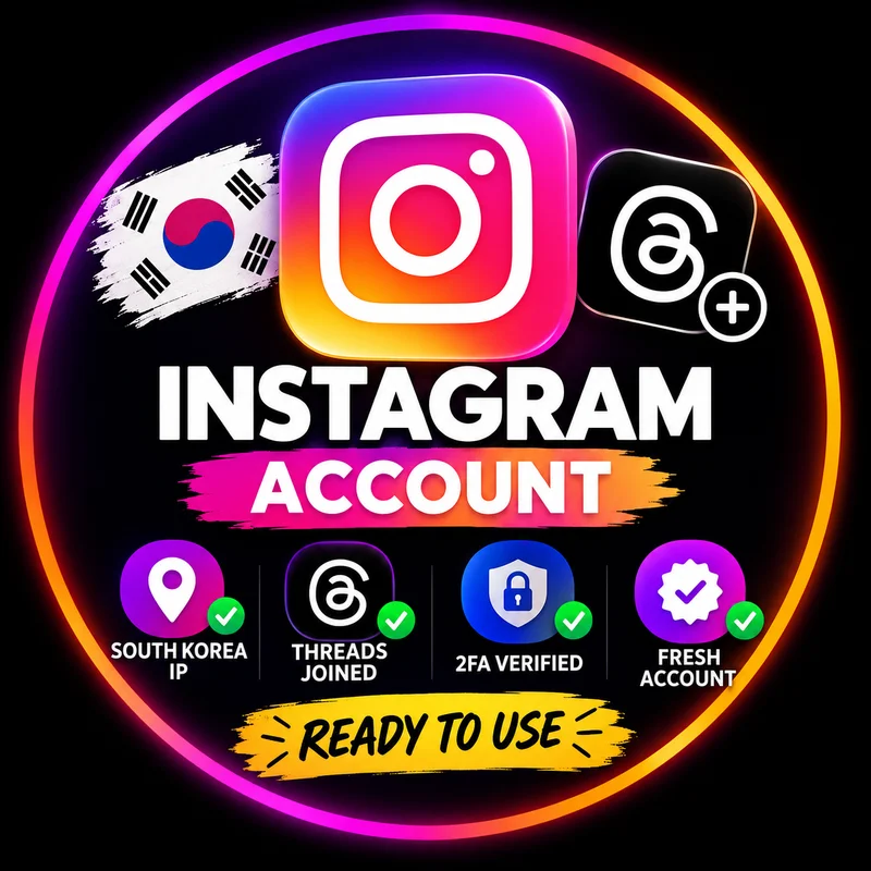 Fresh Instagram account South Korea IP account with Threads joined 2factor authentication virefied ✅