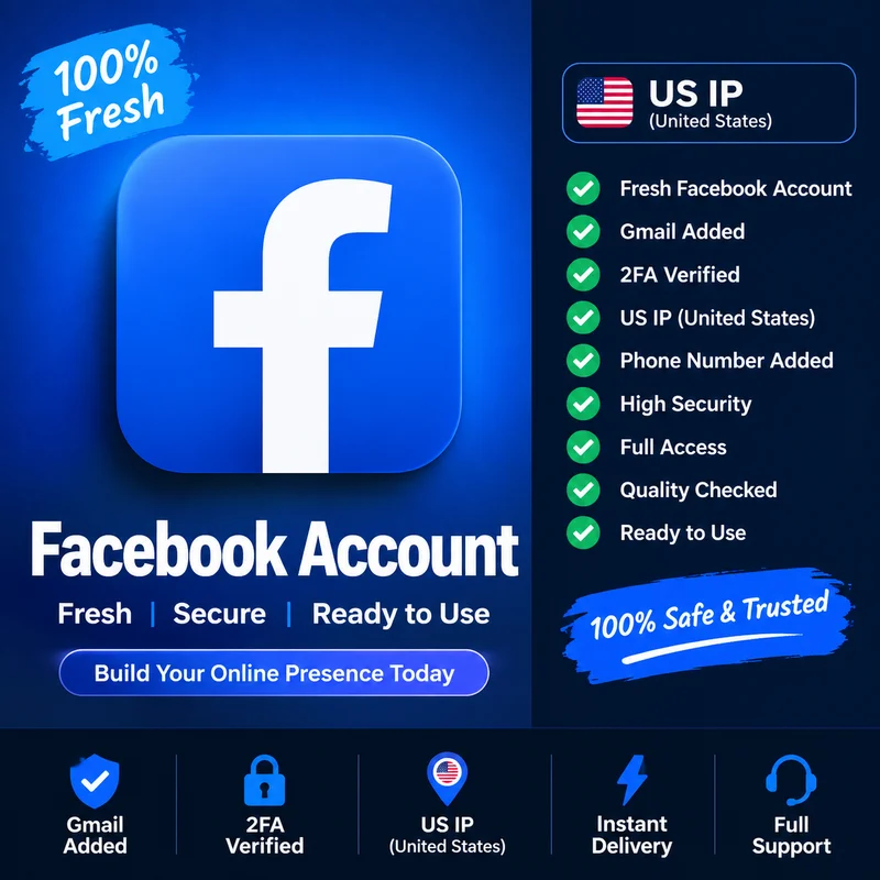 Tài khoản Facebook mới | Đã thêm Gmail | 2FA đã xác minh | IP Mỹ