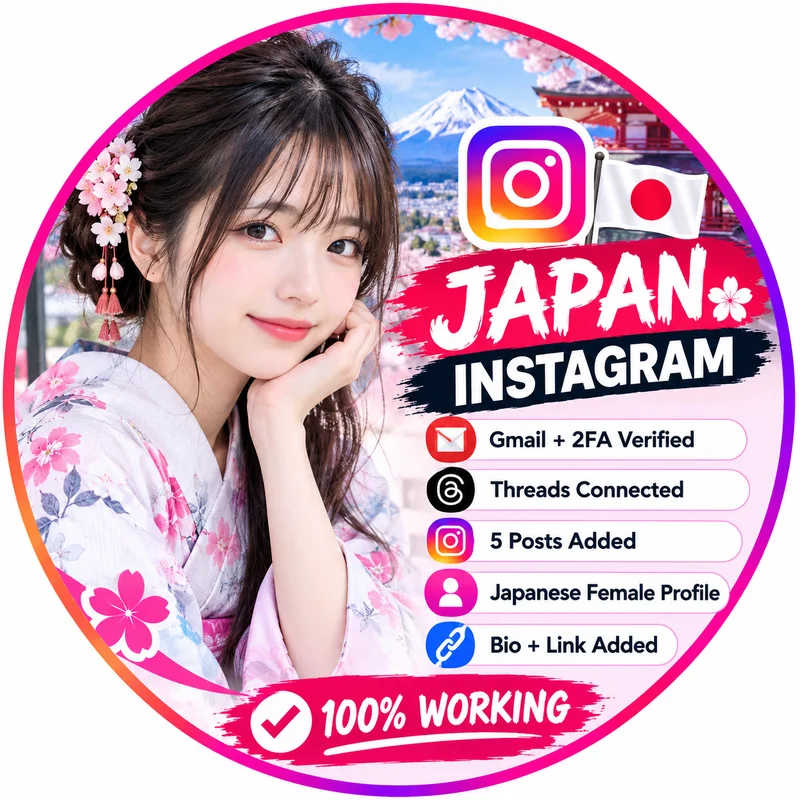 Tài khoản Instagram mới, IP Nhật Bản 🇯🇵, có (thêm gmail), đã xác minh 2FA, đã liên kết Threads, 5 bài đăng IG có sẵn [tiêu đề, bio, link đầy đủ], giới tính nữ, ảnh đại diện ~ ảnh gái Nhật, hoạt động 100%