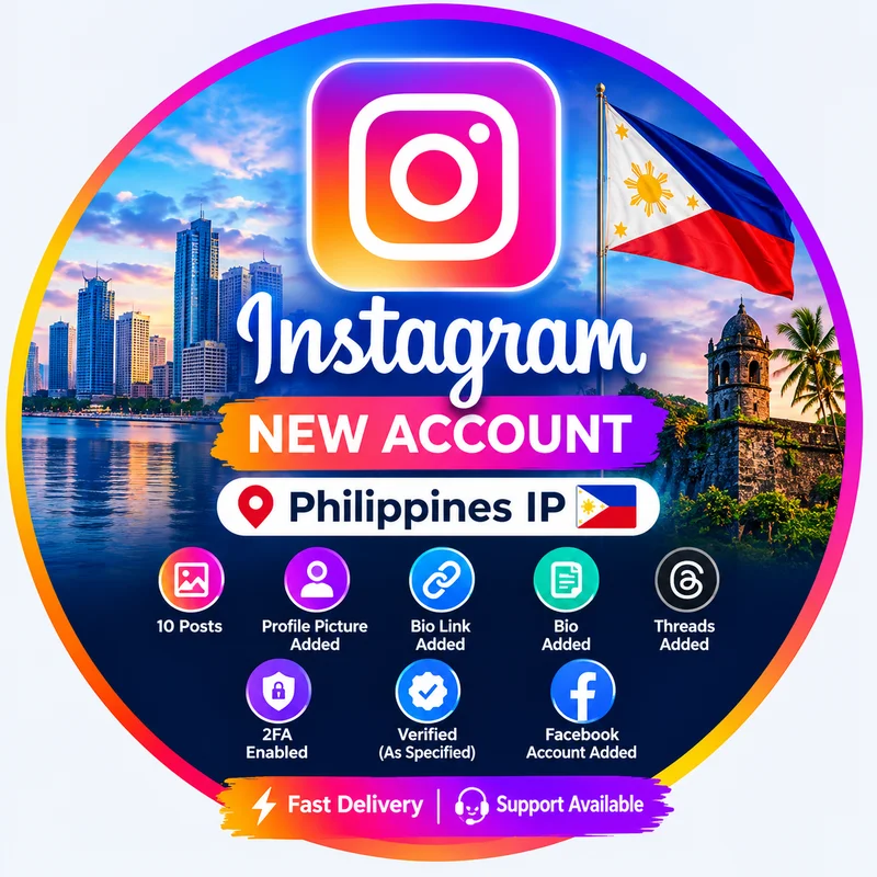 🇵🇭 Tài khoản Instagram mới IP Philippines | 10 bài đăng, tiểu sử, liên kết, ảnh đại diện, Threads, 2FA và đã liên kết tài khoản Facebook