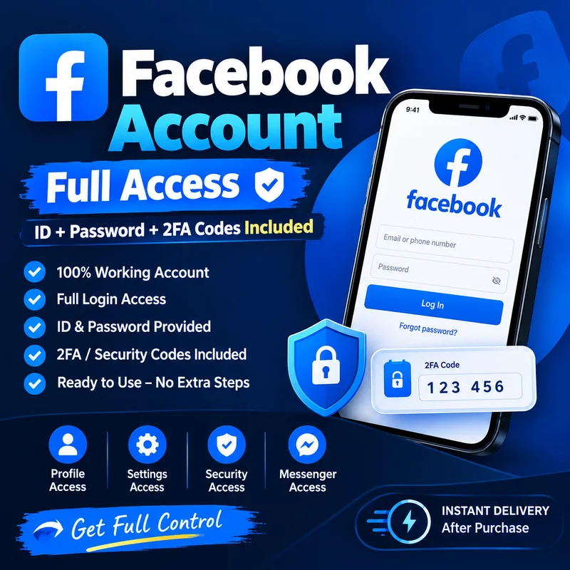  Fresh 2FA facebook Account with Full Access (ID + Password + 2FA Codes Included)
