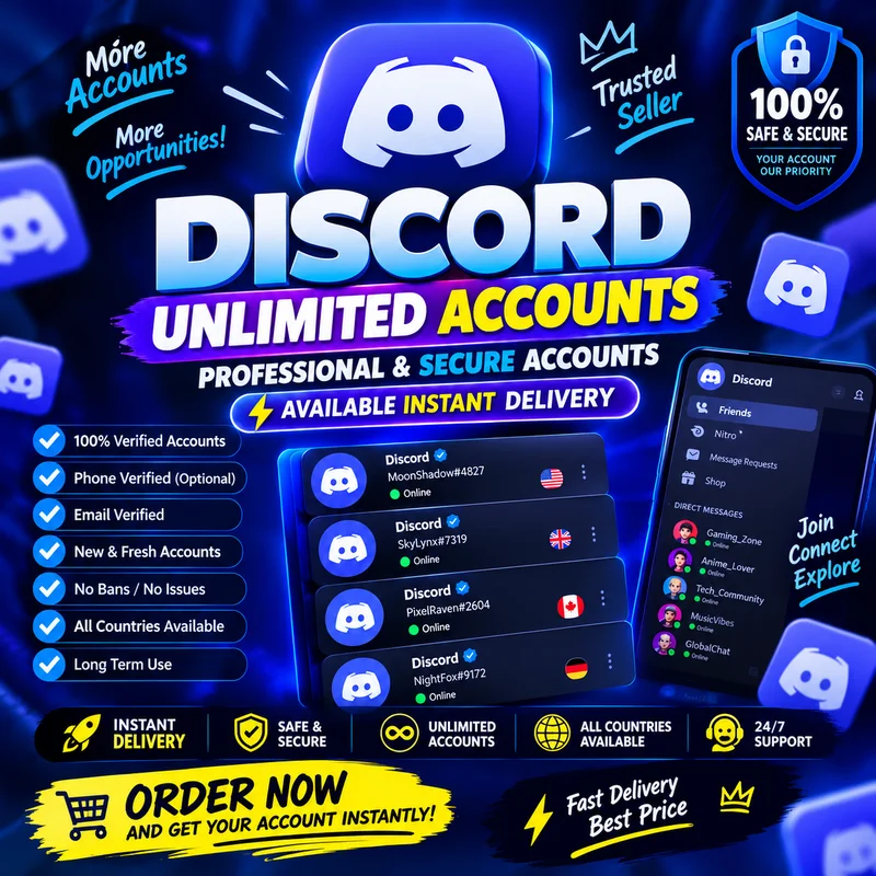 حسابات Gmail موثّقة احترافية لـ Discord – آمنة وتسليم تلقائي فوري