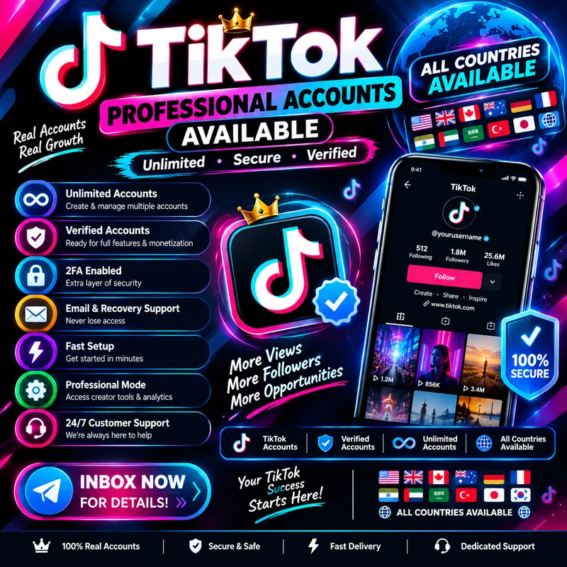 Conta profissional TikTok | Segurança 2FA | Disponibilidade global